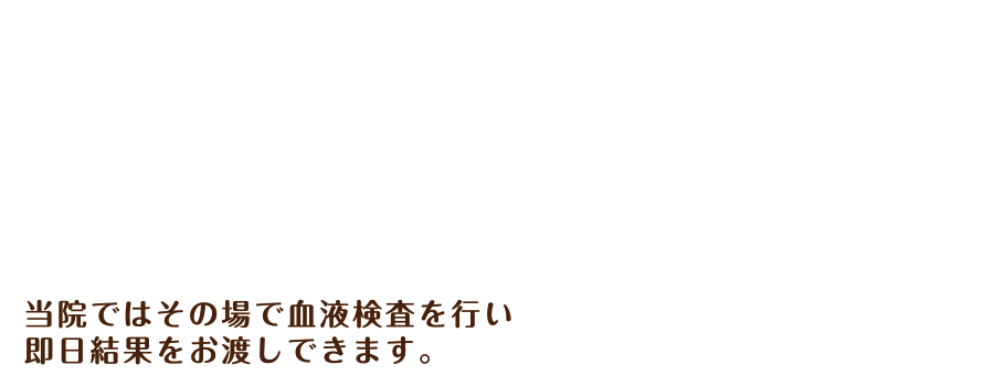 当院ではその場で血液検査を行い即日結果をお渡しできます。